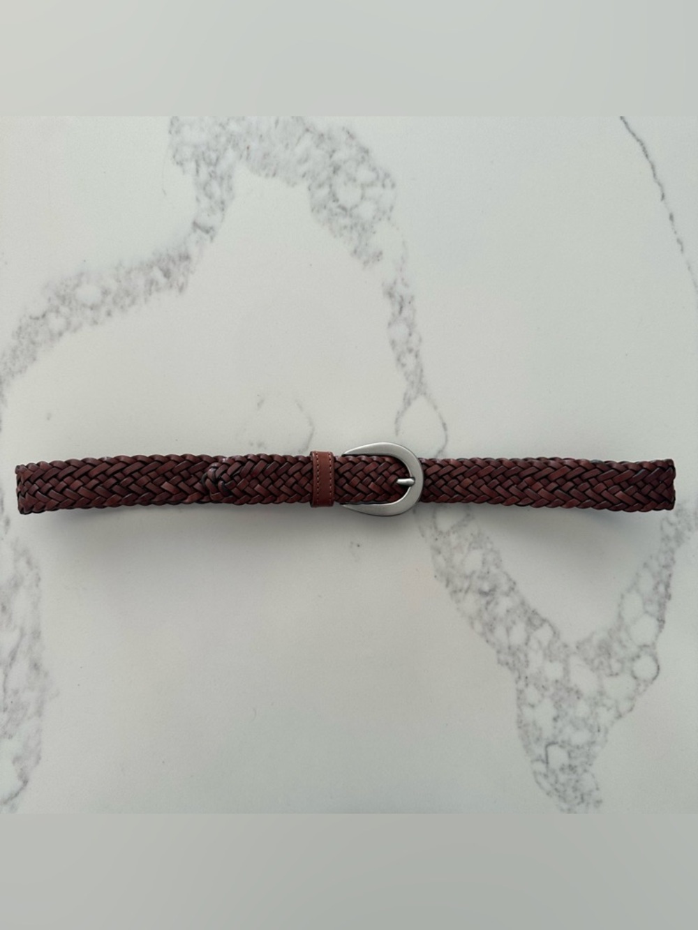 Vintage Coach 8518 Braided Leather Belt Oval Buckle Brown, Brushed Silver Small - Picture 7 of 9